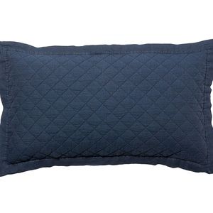 Set of 2 Pottery Barn Belgian Flax Linen quilted sham- king size in midnight